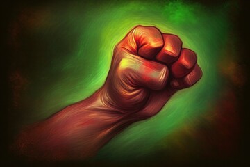 Juneteenth Symbol of Solidarity Raised Fist with Creative Background created using Generative AI technology