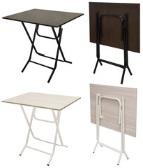 Folding table. Element of the interior. Isolated from the background. View from different angles