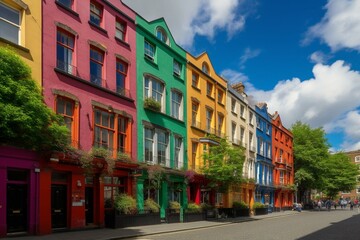 Fototapeta na wymiar Dublin, Ireland: A City of Colorful Skyscrapers and Historic Charm. Generative AI