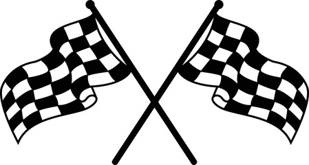 two crossed checkered NASCAR Racing Flags Svg Vector cutfile for cricut , silhouette  - obrazy, fototapety, plakaty