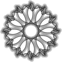 Black flower shape Spirograph icon. Vector illustration.	
