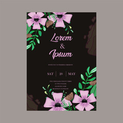 Flower wedding invitation card template vector