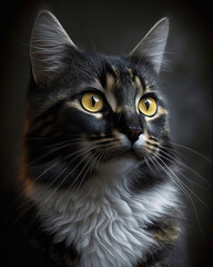 cat with yellow eyes and black nose, generative ai 