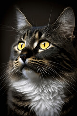 cat with yellow eyes and black nose, generative ai 
