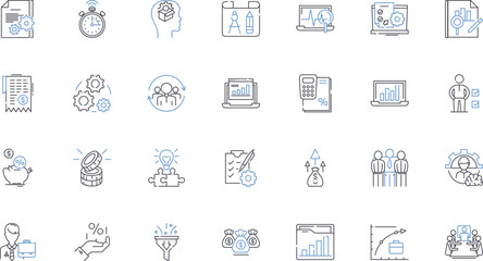 Investment yield line icons collection. Return, Gain, Profit, Growth, Performance, Increase, Earnings vector and linear illustration. Dividend,Interest,Reward outline signs set