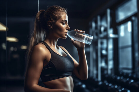 Fitness woman who is drinking.                                Generative iA