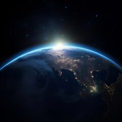 Earth from space night lights concept