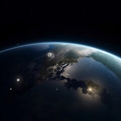 Earth from space night lights concept