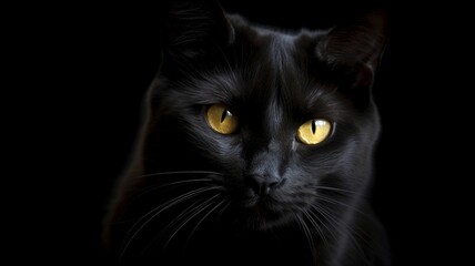 black cat with yellow eyes generative ai