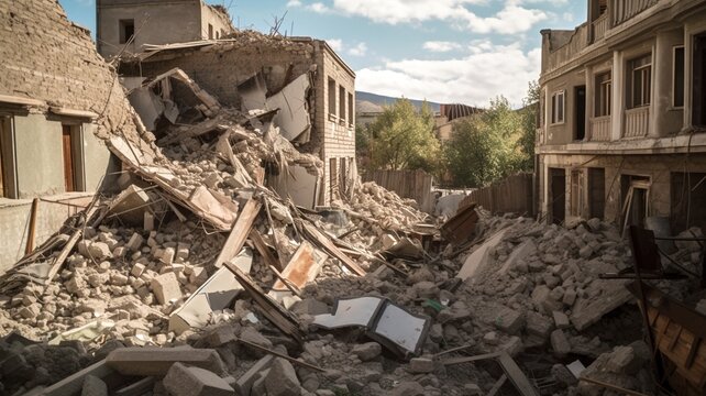 an earthquake has caused a house to collapse generative ai