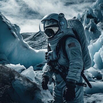  Astronaut frozen planet ice