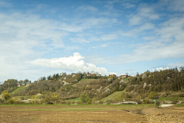 Fototapeta na wymiar Rural landscape impressions between slovenia and croatia in early spring