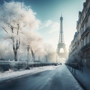 Winter in Paris: Eiffel Tower in the Snow
 Generative AI