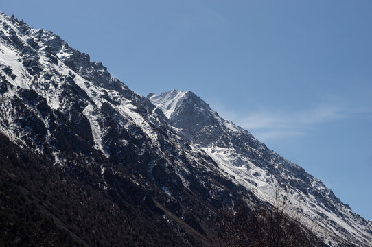 Alamedin river gorge spring mountain landscape
