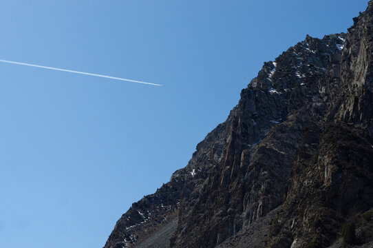 Alamedin river gorge spring mountain landscape