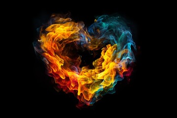 Fototapeta na wymiar colorful flame heart. Generative AI