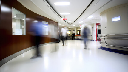 Busy office  and commercial floor, people walking on a busy office floor, motion blurr 