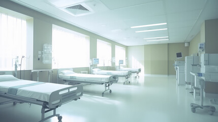 Hospitals and clinic empty interior with bright lighting , operation theater interior, laboratory interior with bright light