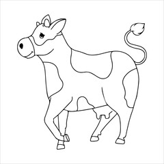 Spotted cow Line. Cute animal. Livestock, animal, Farming. Farm. Vector illustration isolated on white background.