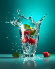 Fresh fruits and water cocktail – summer good vibe design – Generative AI
