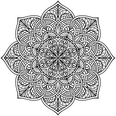 Mandala. Highly detailed ornamental design. Tattoo, print, design element, for coloring book pages