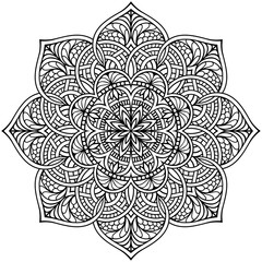 Mandala. Highly detailed ornamental design. Tattoo, print, design element, for coloring book pages