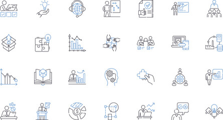 Customer service line icons collection. Satisfaction, Feedback, Response, Resolution, Communication, Support, Appreciation vector and linear illustration. Empathy,Attentiveness,Assistance outline