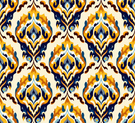 Folklore ornament ikat. Tribal ethnic vector textures. Seamless striped pattern in Aztec style. Folk embroidery. Indian, Scandinavian, Gypsy, Mexican, African carpet	
