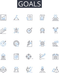 Goals line icons collection. Partnership, Collaboration, Business, Deals, Association, Affiliation, Alliance vector and linear illustration. Commerce,Trade,Industry outline signs set