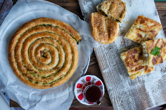 Traditional Turkish Cuisine Pastries (Kol b&ouml;reği, Su Boregi, Sigara Boregi, Rulo Borek) Photo, &Uuml;sk&uuml;dar Istanbul, Turkiye