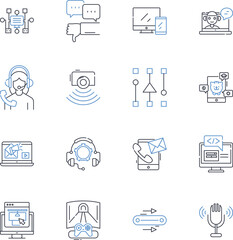 Sonic design line icons collection. Velocity, Spin, Sonic boom, Energy, Design, Movement, Sound vector and linear illustration. Supersonic,Speed,Vibrancy outline signs set