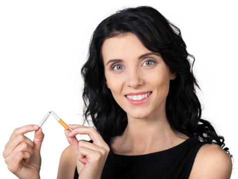 Woman Breaking a Cigarette