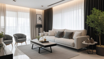 Fototapeta na wymiar Living room loft in industrial style ,3d render, generative ai 