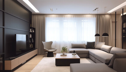 Fototapeta premium Living room loft in industrial style ,3d render, generative ai 