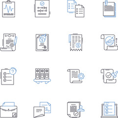 Profiles line icons collection. Bio, Personality, Identity, Character, Portfolio, Resume, Image vector and linear illustration. Reputation,Introduction,Description outline signs set