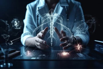 hands of scientist or doctor .virtual computer. high technologies in the service of science and medicine. Generative AI