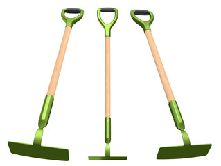 Set of garden tools and supplies for gardener and flower pots in garden