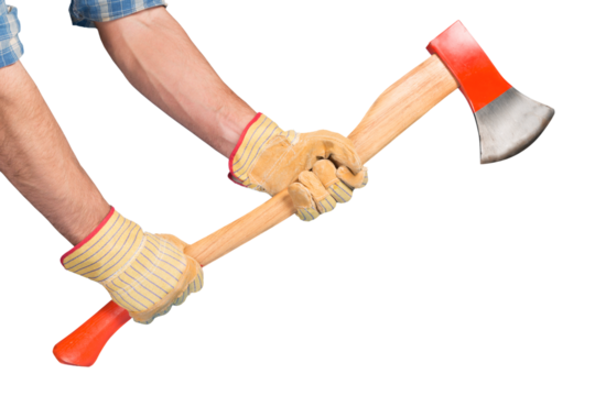Closeup of a Man Holding an Axe