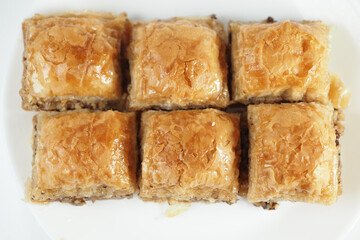 baklava arabic dessert on a plate 