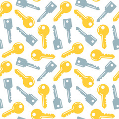 seamless pattern with gold and silver keys; security concept - vector illustration