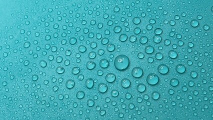 water drops close-up on a blue background