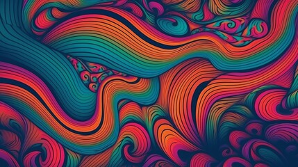 Fototapeta na wymiar A digital background illustration of vibrantly colored swirls and waves. Generative AI. 