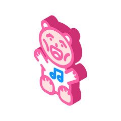 musical stuffed animal toy baby isometric icon vector illustration