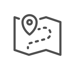 Route related icon outline and linear vector.