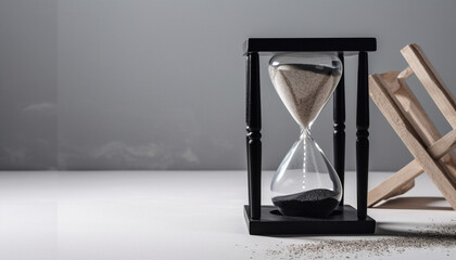 Antique hourglass measures time, ideas flow endlessly generated by AI