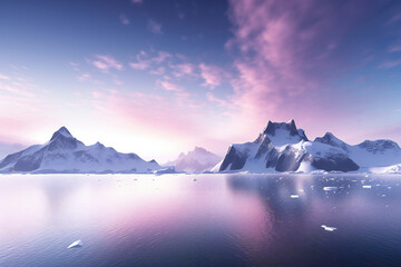 Fototapeta na wymiar Beautiful winter landscape with icebergs in the ocean, Generative AI