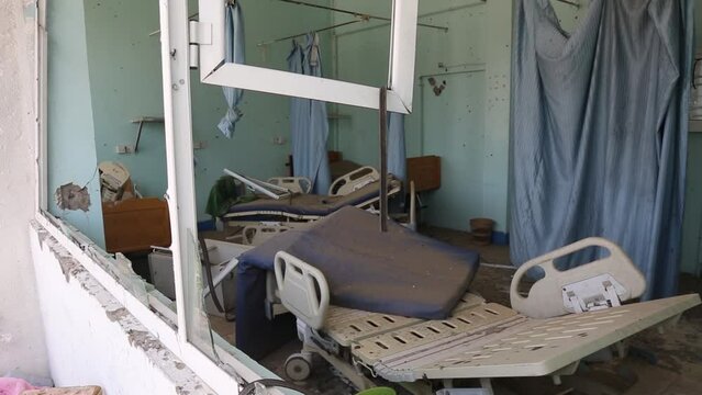A hospital destroyed due to the violent war in Yemen, Taiz	
