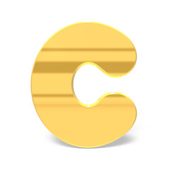 アルファベットのC。角が丸い金色の文字。