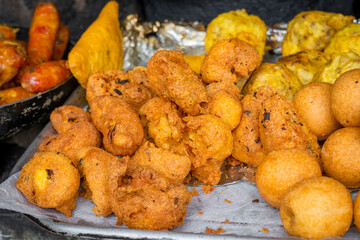 Traditional Colombian fried street gastronomy