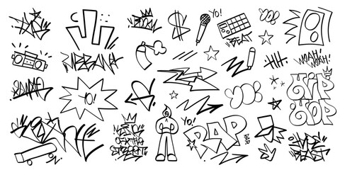 graffiti tags street style vector lettering set , background design element